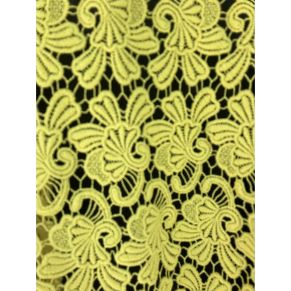 Chartreuse Guipure Lace Open Front Boho Cardigan - Picture 6 of 8